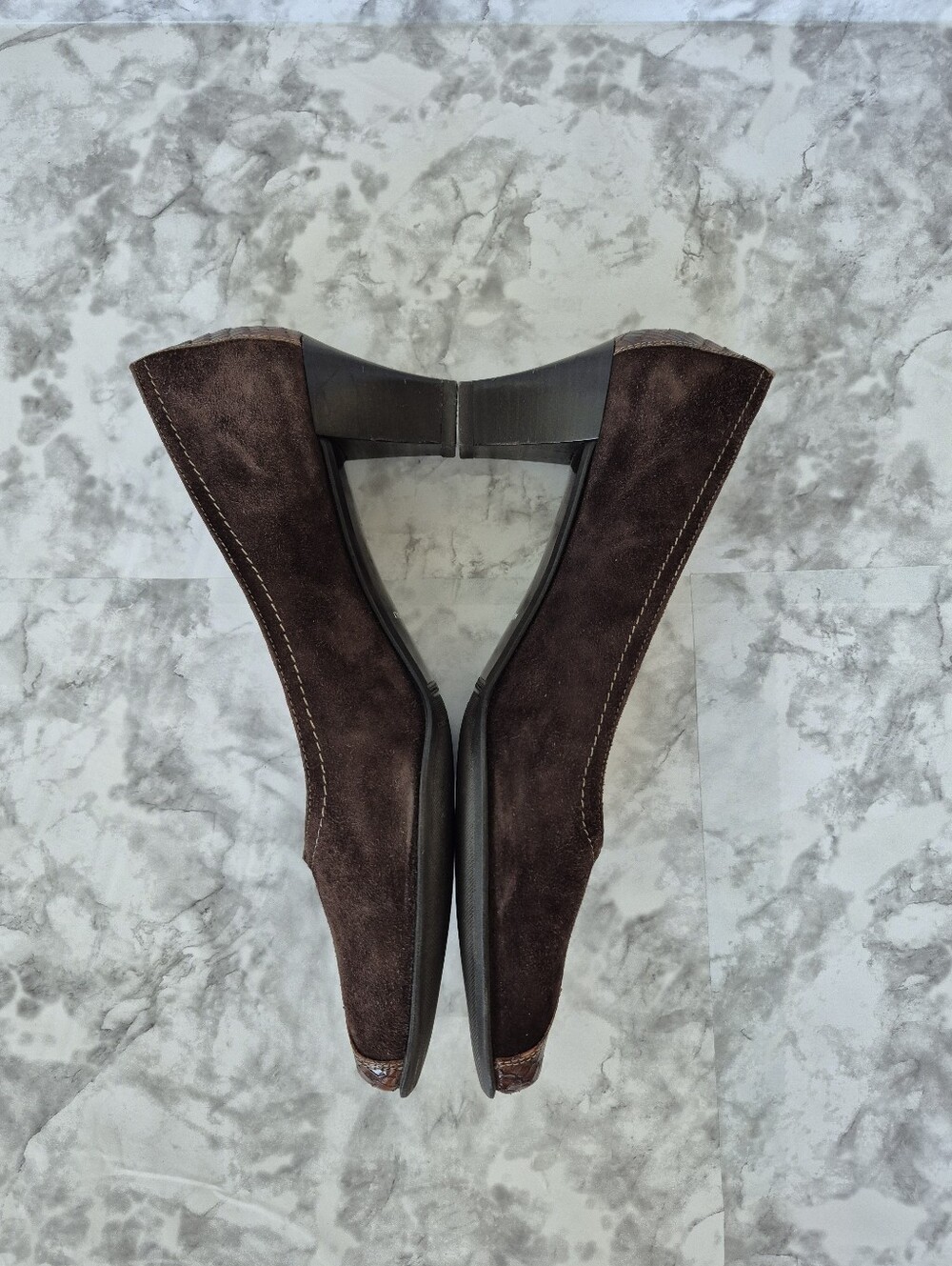 Roberto Capucci Brown Leather Low Heel Square Toe Shoes - Picture 7 of 12